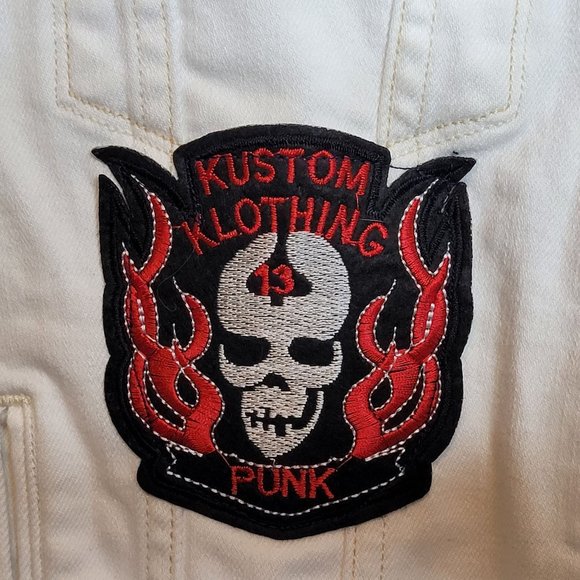 Levis White Denim Jacket Journey Upcycle Patch Band Adult Size Large - Picture 6 of 9